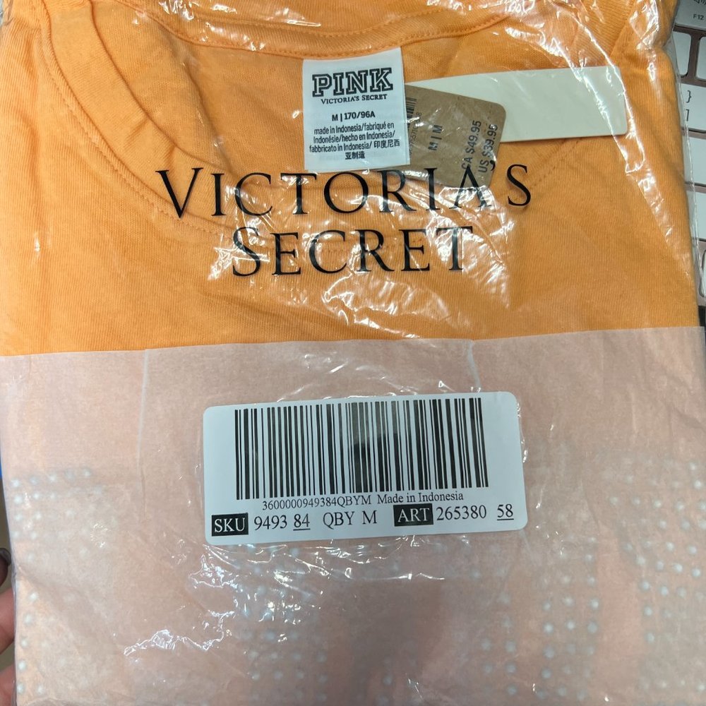 PINK Victoria's Secret Orange Love Bling Short Sleeve New with tags - Picture 3 of 3